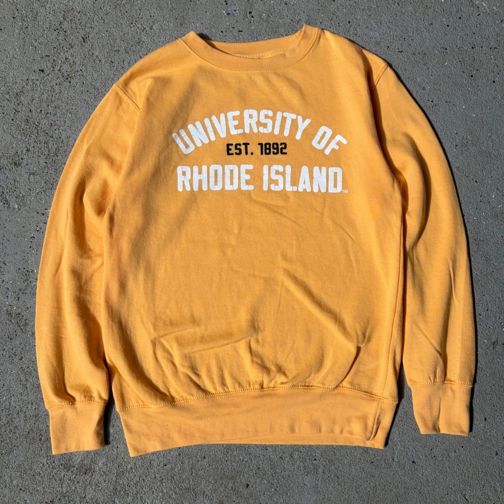 MV Sport University of Rhode Island URI Crewneck Sweatshirt Yellow Small
